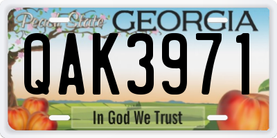 GA license plate QAK3971