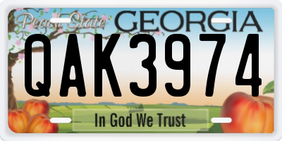 GA license plate QAK3974