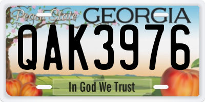 GA license plate QAK3976