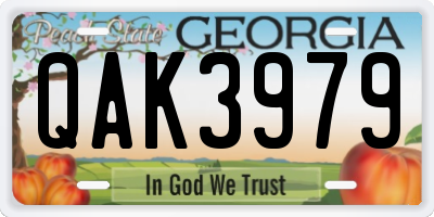 GA license plate QAK3979