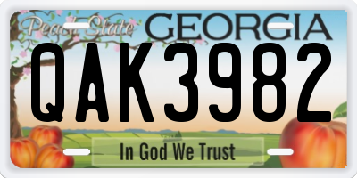 GA license plate QAK3982