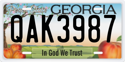 GA license plate QAK3987
