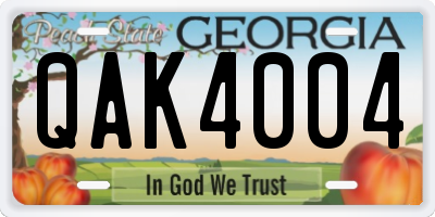 GA license plate QAK4004