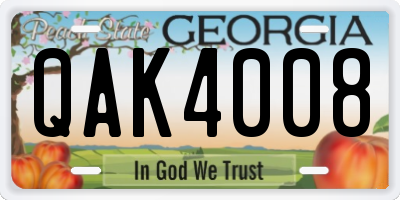 GA license plate QAK4008