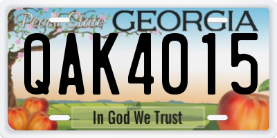 GA license plate QAK4015