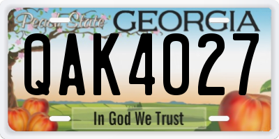 GA license plate QAK4027