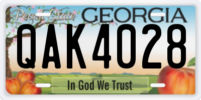 GA license plate QAK4028
