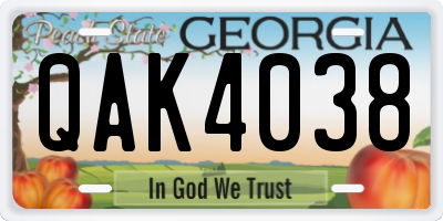 GA license plate QAK4038