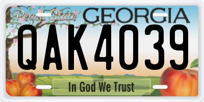 GA license plate QAK4039