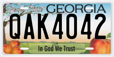 GA license plate QAK4042
