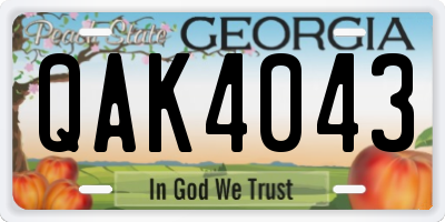 GA license plate QAK4043