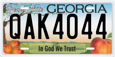 GA license plate QAK4044
