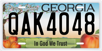 GA license plate QAK4048