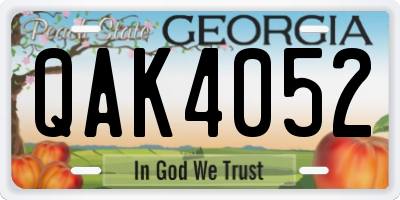 GA license plate QAK4052