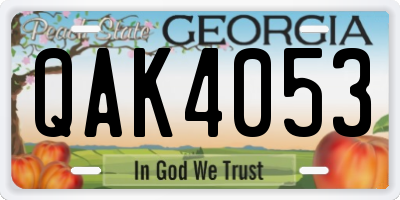 GA license plate QAK4053