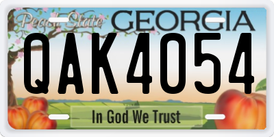 GA license plate QAK4054
