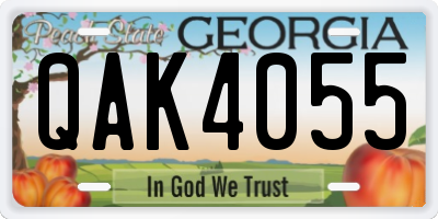 GA license plate QAK4055