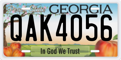 GA license plate QAK4056