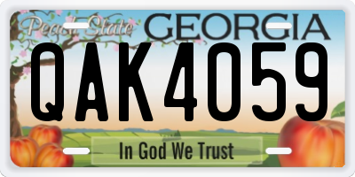 GA license plate QAK4059