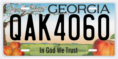 GA license plate QAK4060
