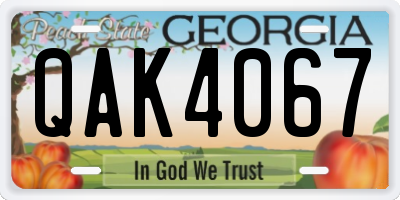 GA license plate QAK4067