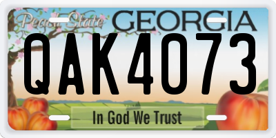 GA license plate QAK4073