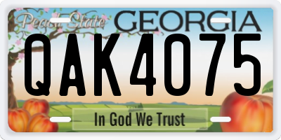 GA license plate QAK4075