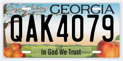 GA license plate QAK4079