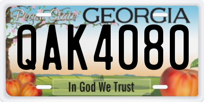 GA license plate QAK4080