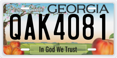 GA license plate QAK4081