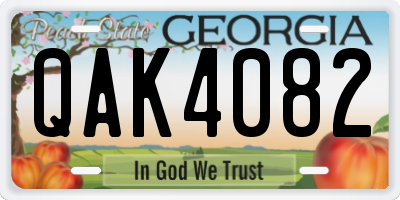 GA license plate QAK4082