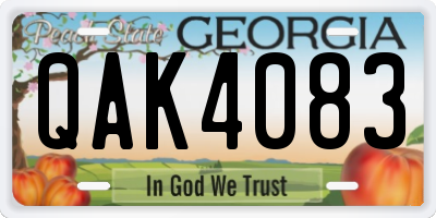 GA license plate QAK4083