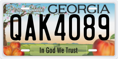 GA license plate QAK4089