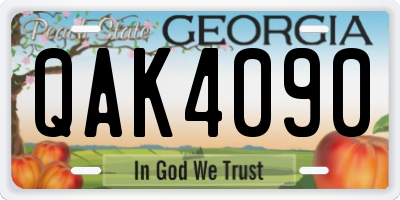 GA license plate QAK4090