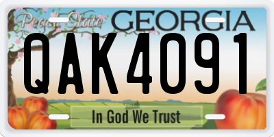 GA license plate QAK4091