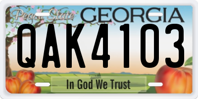 GA license plate QAK4103