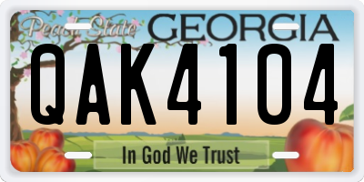 GA license plate QAK4104