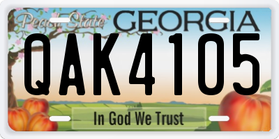 GA license plate QAK4105