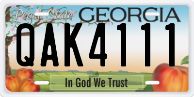 GA license plate QAK4111
