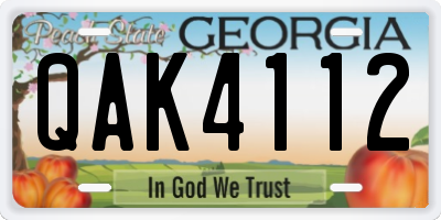 GA license plate QAK4112