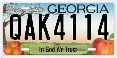 GA license plate QAK4114