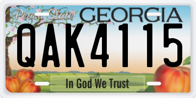 GA license plate QAK4115