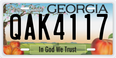 GA license plate QAK4117