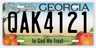 GA license plate QAK4121