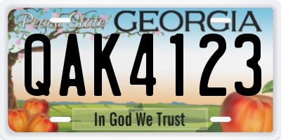 GA license plate QAK4123