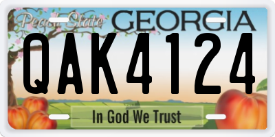 GA license plate QAK4124