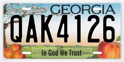 GA license plate QAK4126