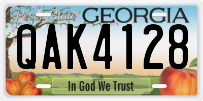 GA license plate QAK4128