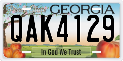 GA license plate QAK4129