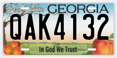 GA license plate QAK4132